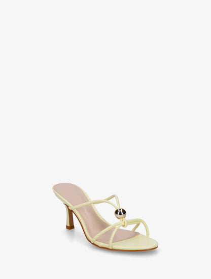Mules en simili à empiècement bijou - Jaune pâle - 2