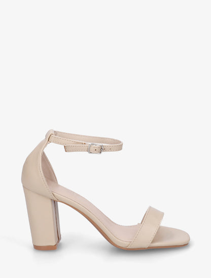Sandales en simili à talon haut - Beige - 1