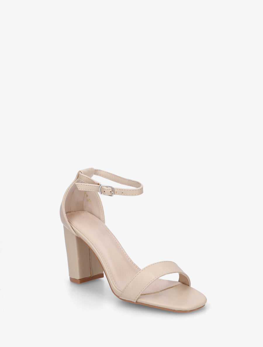 Sandales en simili à talon haut - Beige - 2