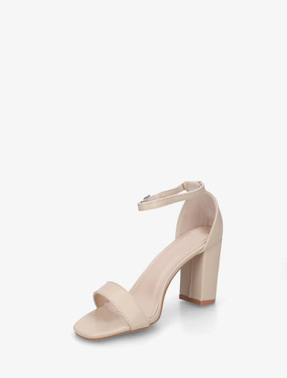 Sandales en simili à talon haut - Beige - 3