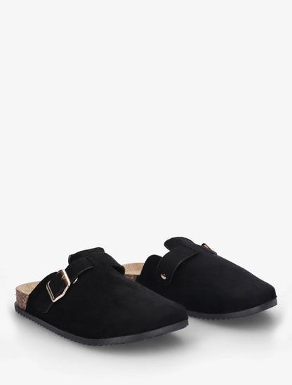 Mules style sabot en suédine - Noir - 4