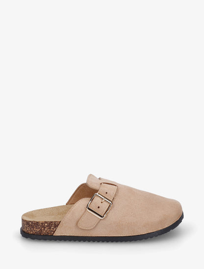 Mules style sabot en suédine - Beige - 1