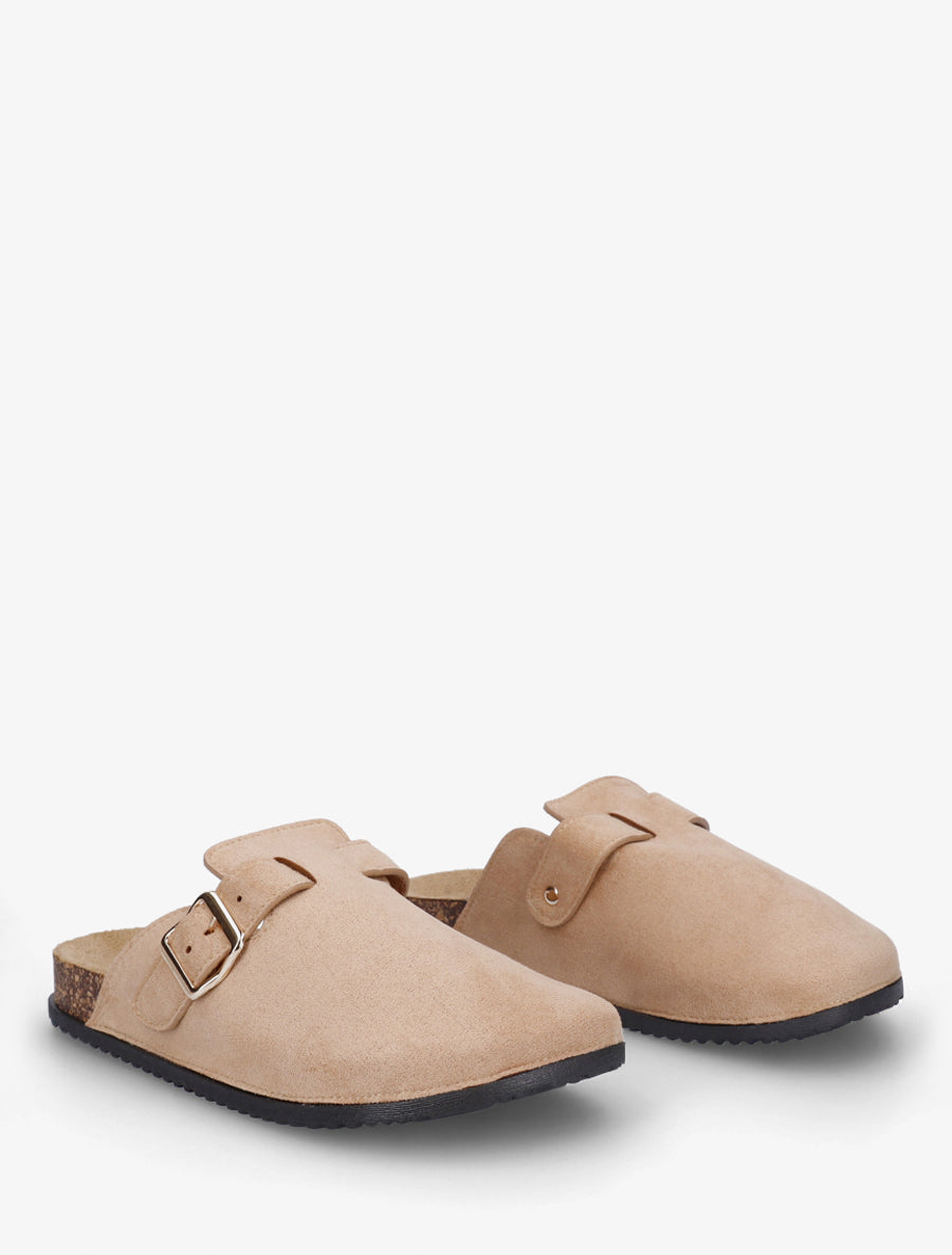 Mules style sabot en suédine - Beige - 4