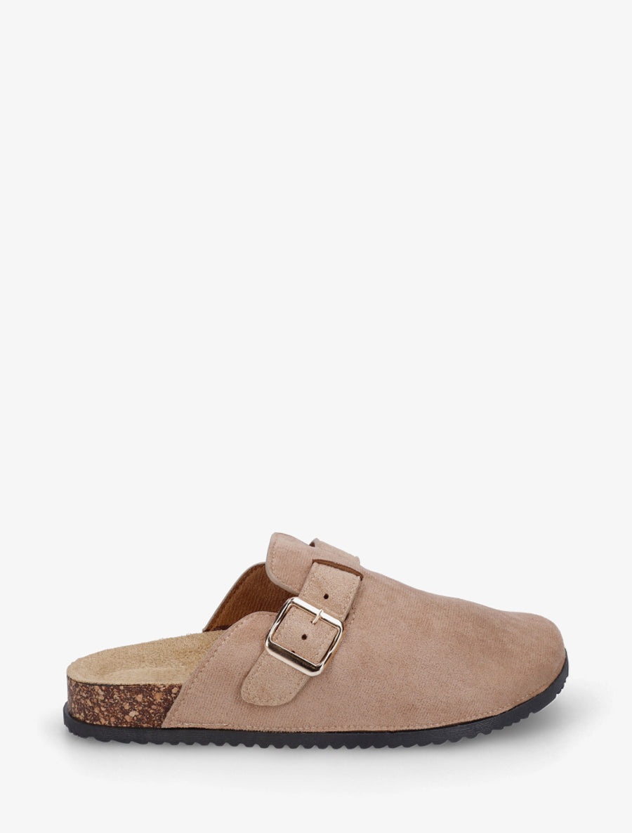 Mules style sabot en suédine - Taupe - 1