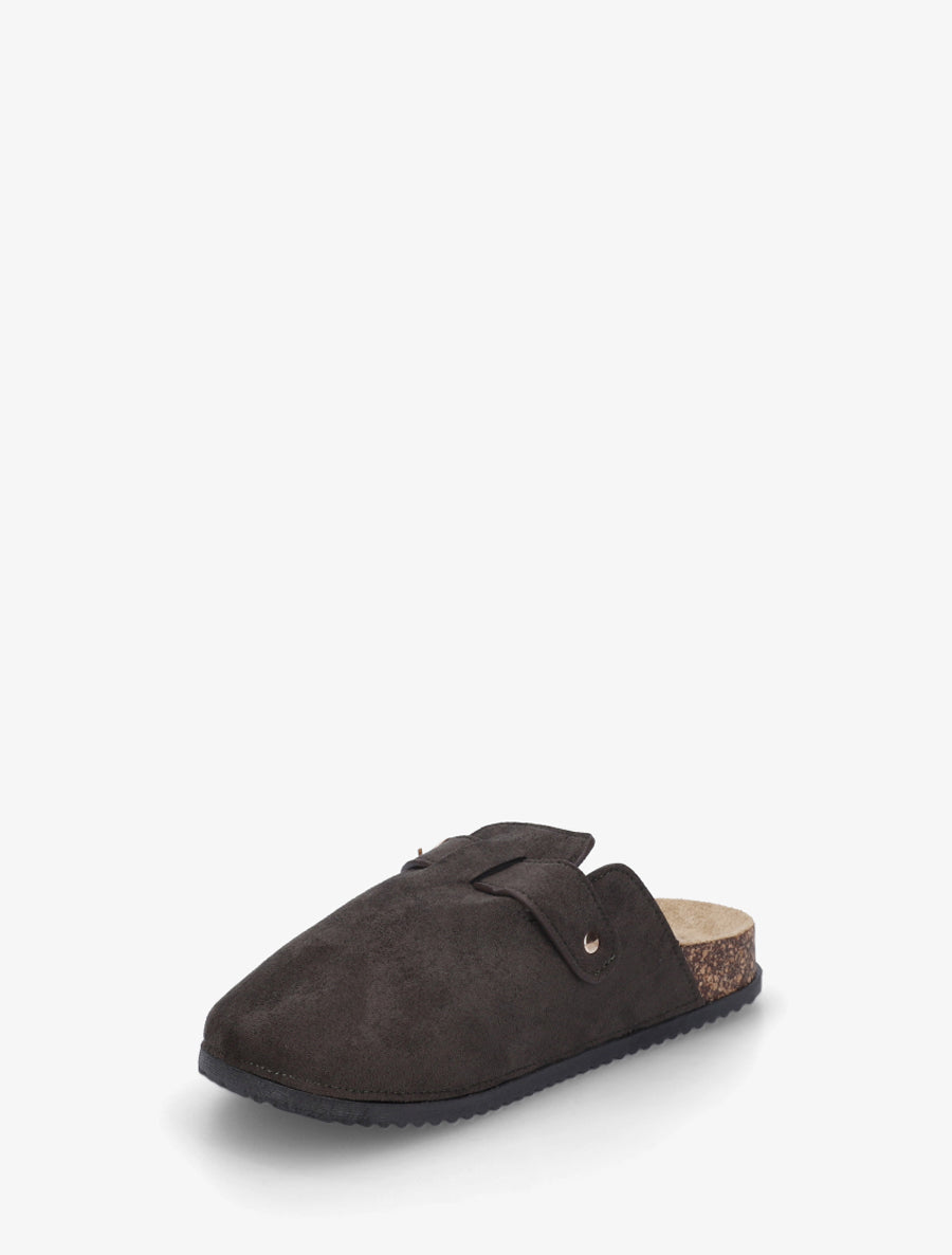 Mules style sabot en suédine - Kaki foncé - 3