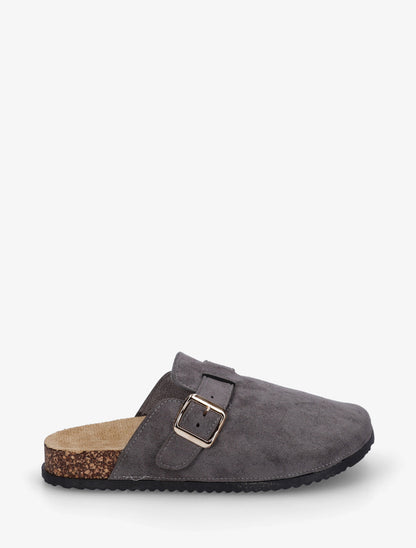 Mules style sabot en suédine - Gris - 1