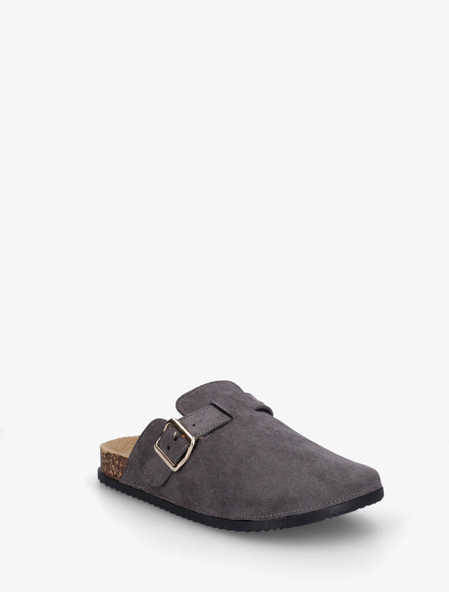 Mules style sabot en suédine - Gris - 2