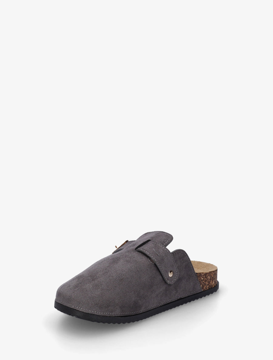 Mules style sabot en suédine - Gris - 3