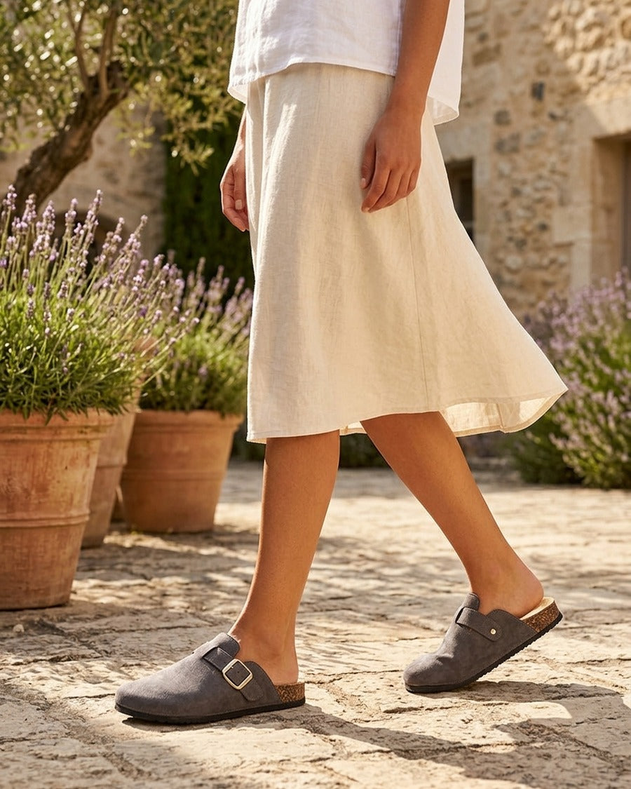 Mules style sabot en suédine - Gris