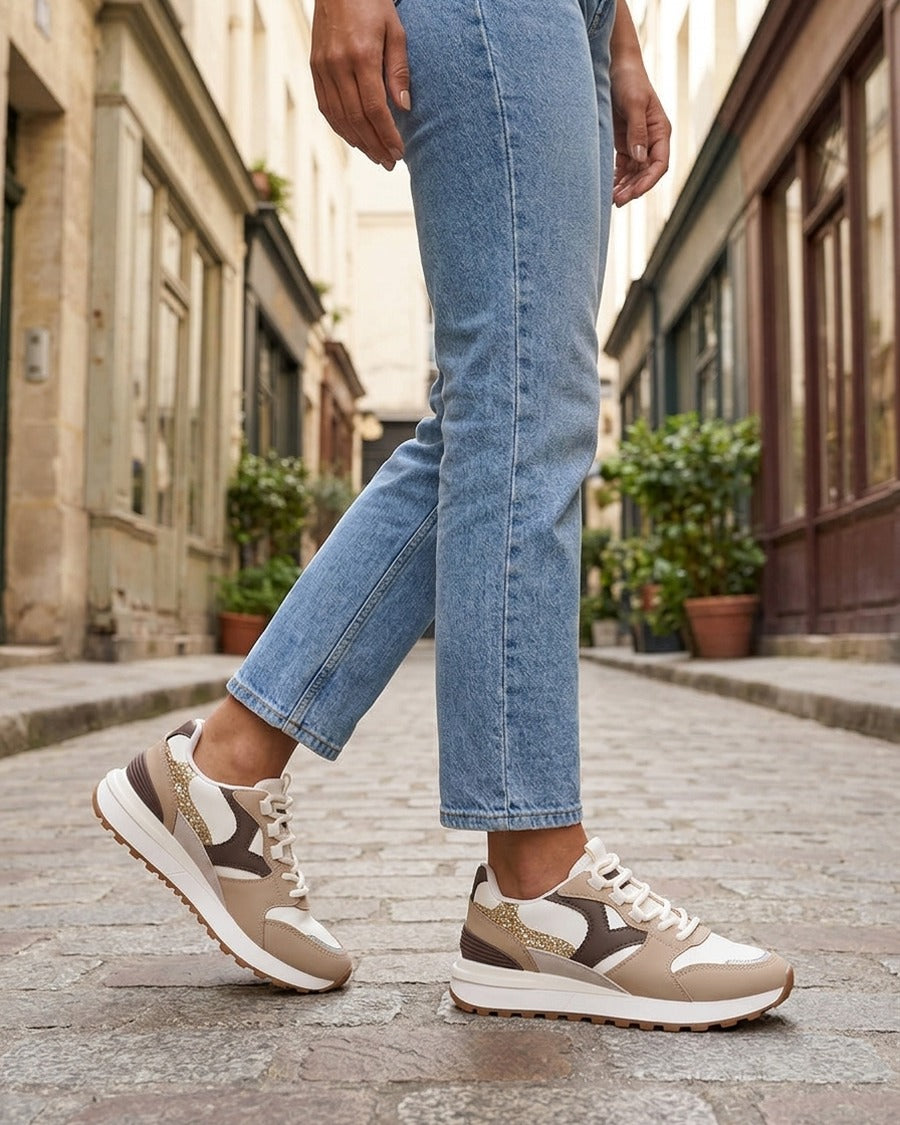 Baskets à empiècements fantaisies - Taupe