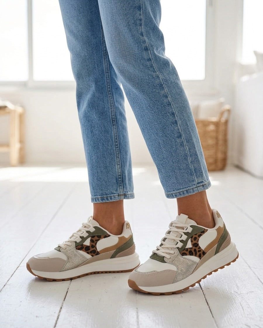 Baskets à empiècements fantaisies - Beige