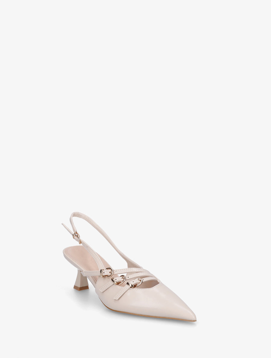 Escarpins à petit talon et boucles - Beige - 2