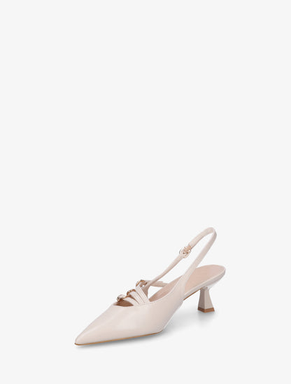 Escarpins à petit talon et boucles - Beige - 3