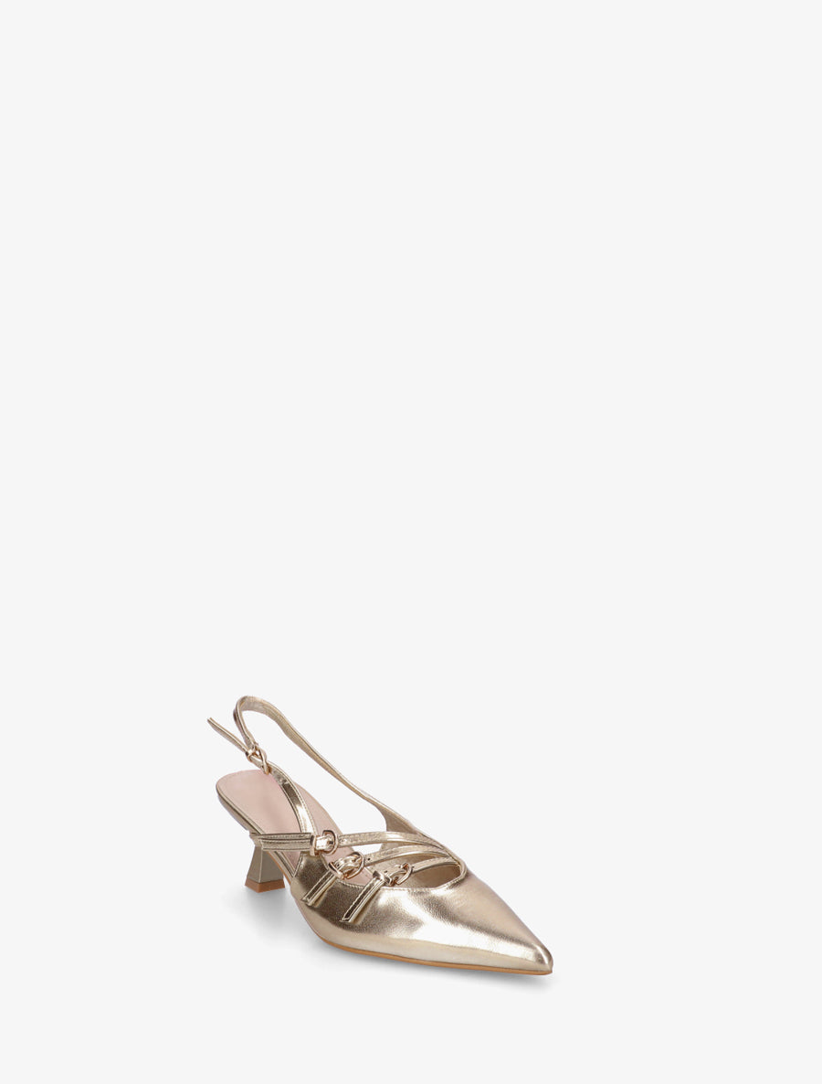 Escarpins à petit talon et boucles - Or - 2