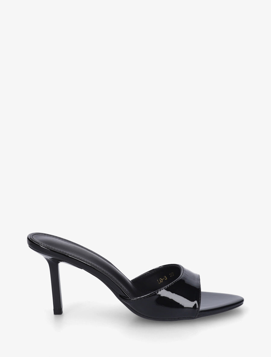 Mules vernies à talon - Noir - 1