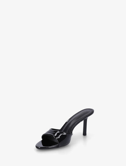 Mules vernies à talon - Noir - 3