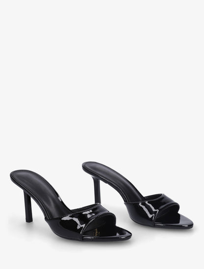 Mules vernies à talon - Noir - 4