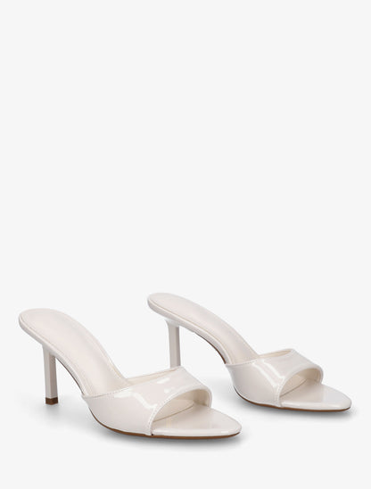 Mules vernies à talon - Beige - 4