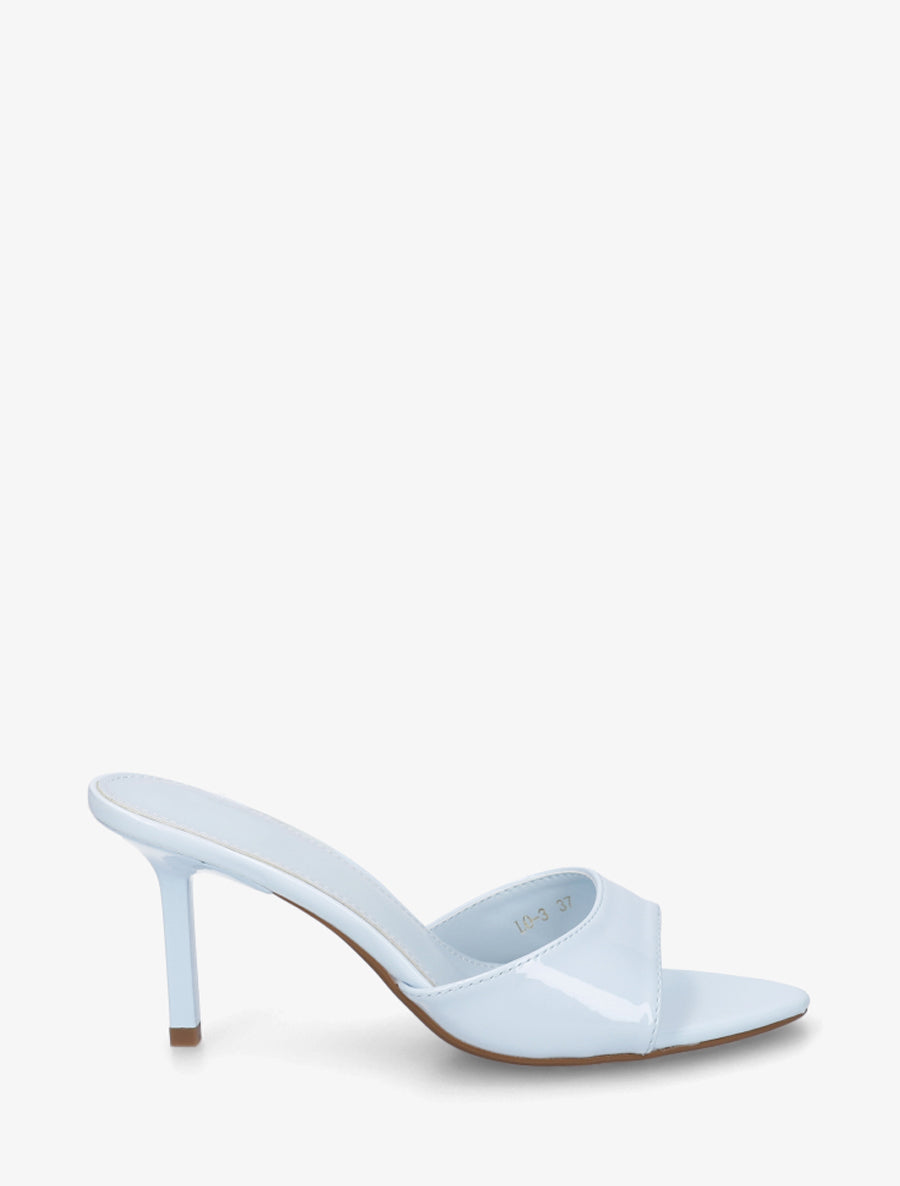 Mules vernies à talon - Bleu ciel - 1