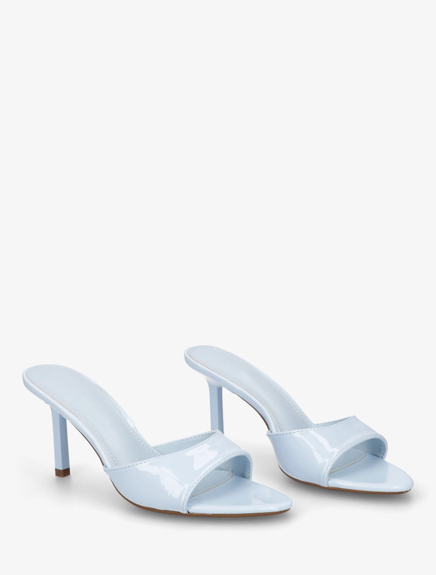 Mules vernies à talon - Bleu ciel - 4