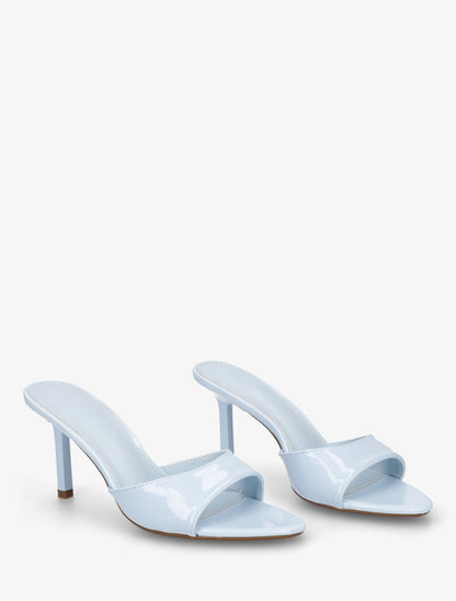 Mules vernies à talon - Bleu ciel - 4