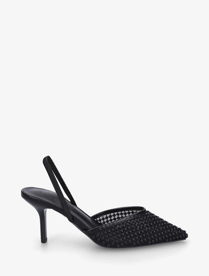 Escarpins effet mesh ornées de perles - Noir - 1