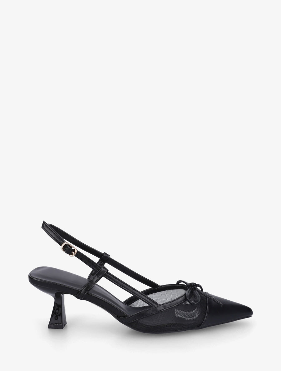 Escarpins pointus à noeud - Noir - 1