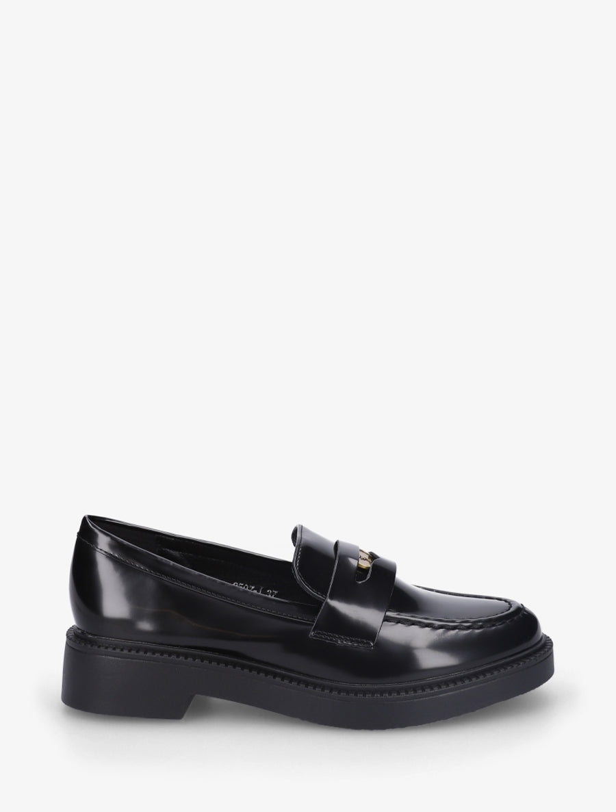 Mocassins en simili à médaille - Noir - 1