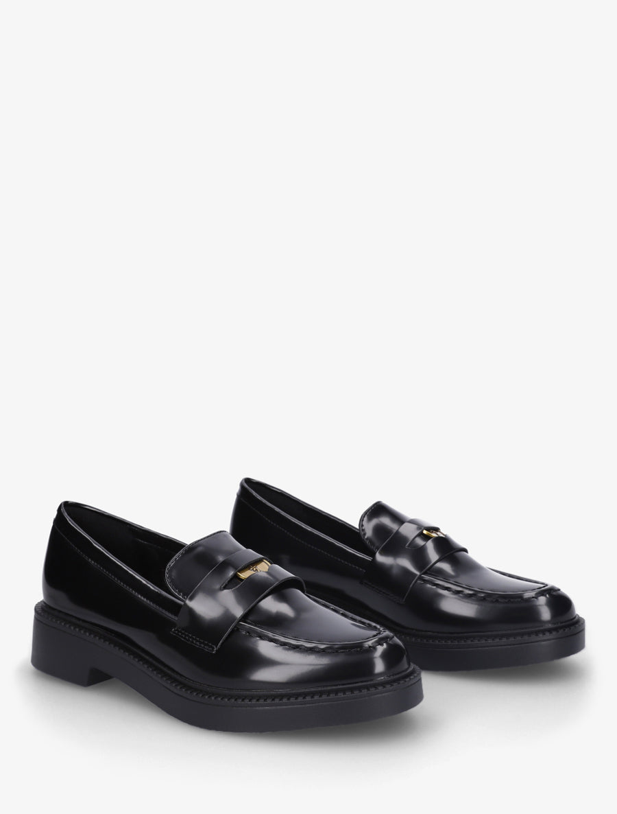 Mocassins en simili à médaille - Noir - 4