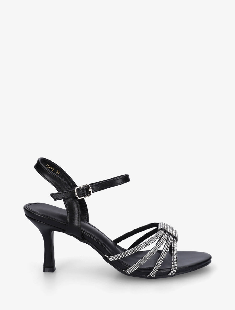 Sandales à bride à strass - Noir - 1