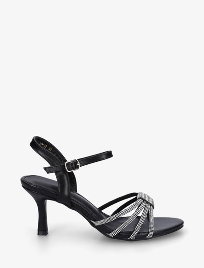 Sandales à bride à strass - Noir - 1