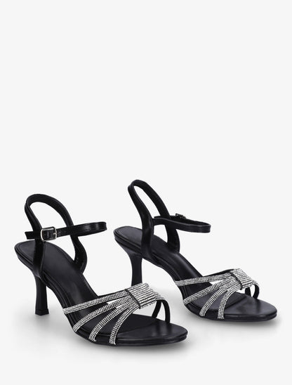 Sandales à bride à strass - Noir - 4