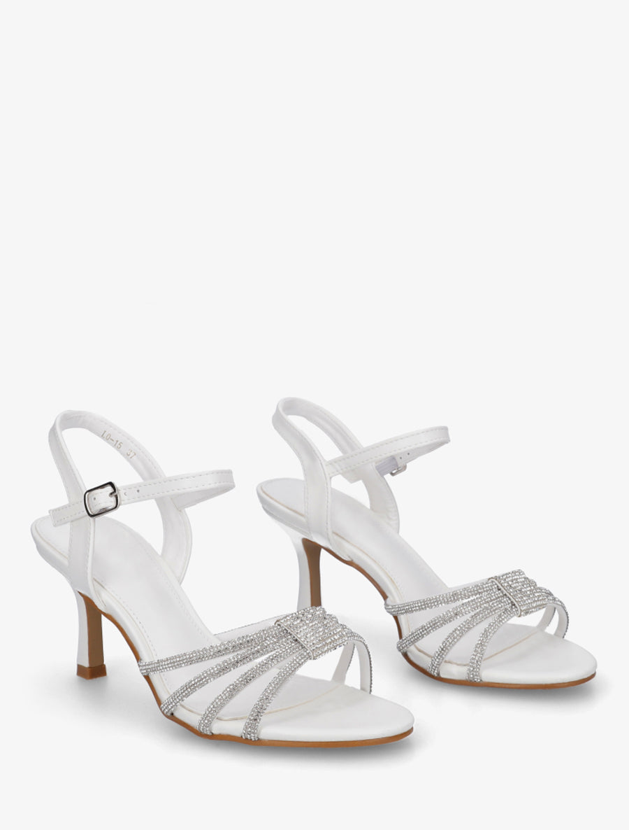 Sandales à bride à strass - Blanc - 4