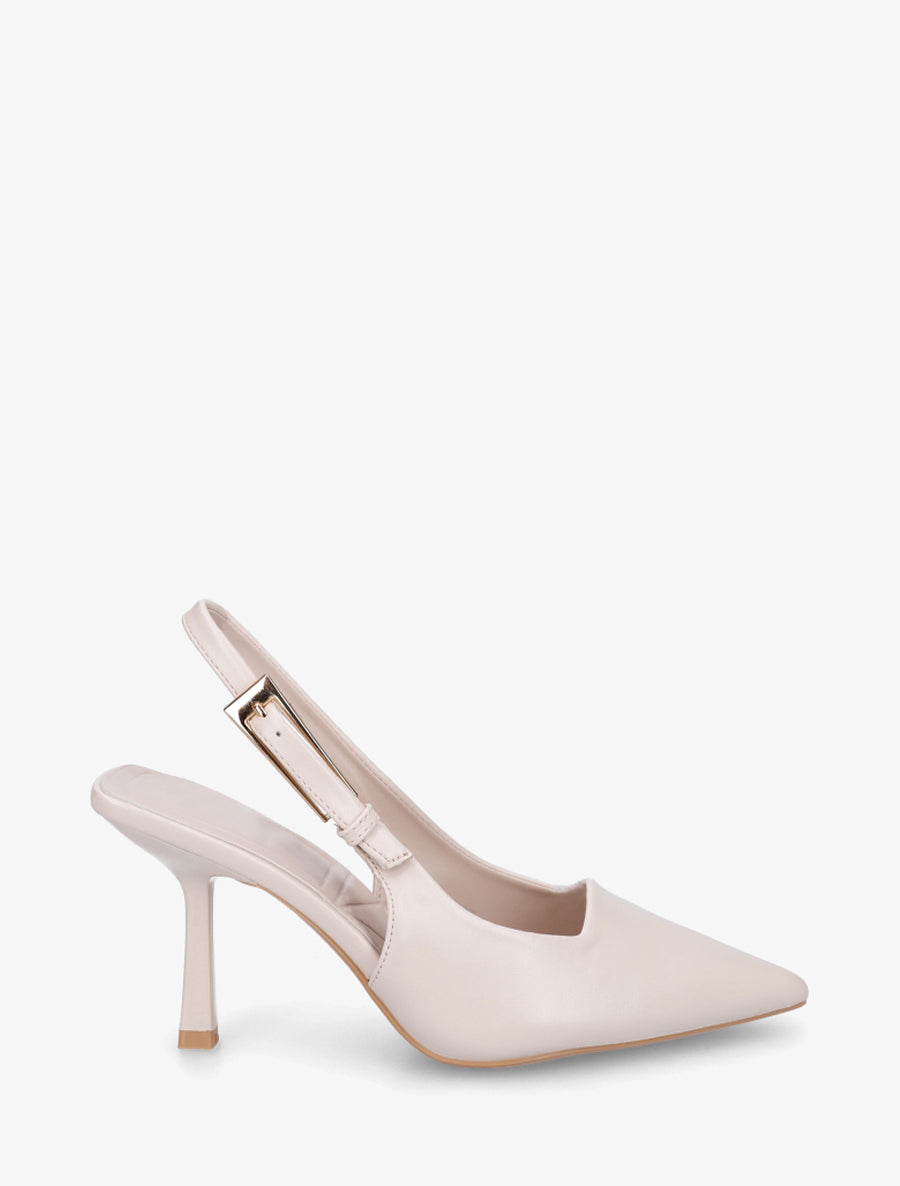 Escarpins en simili à bout pointu - Beige - 1