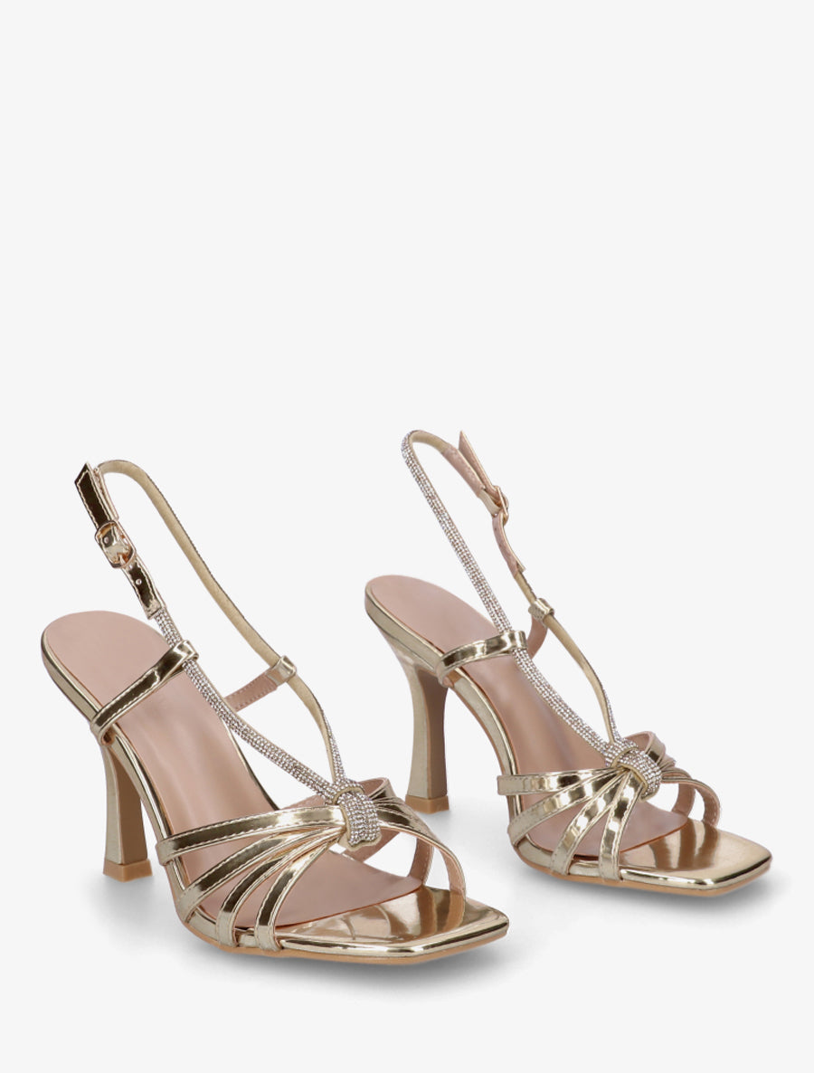 Sandales vernies à bride strassée - Or - 4