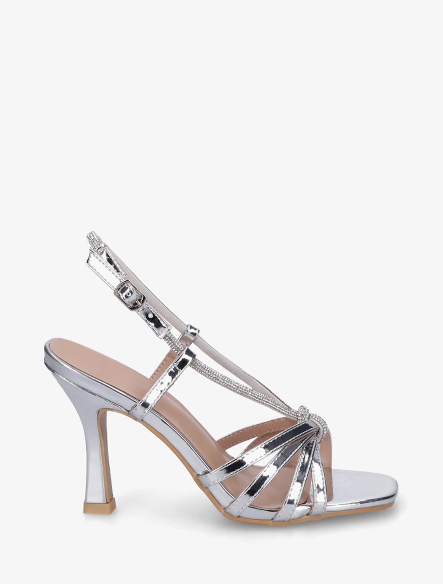 Sandales vernies à bride strassée - Argent - 1