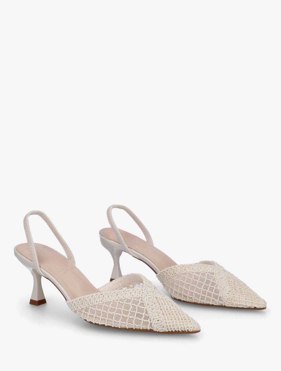 Sandales à tour de cheville élastiquée - Beige - 4