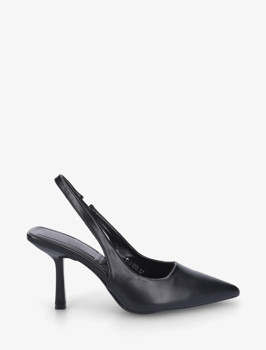 Escarpins à bouts pointus et talon ouvert - Noir - 1