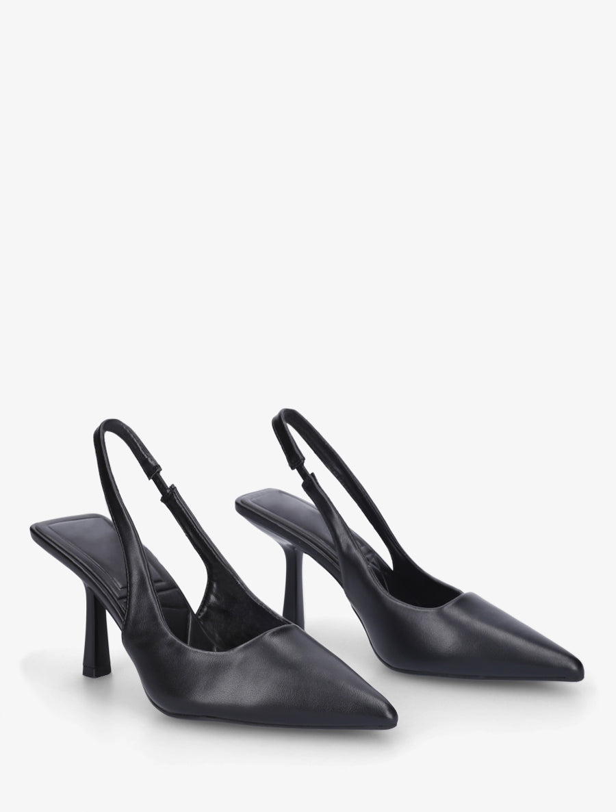 Escarpins à bouts pointus et talon ouvert - Noir - 4