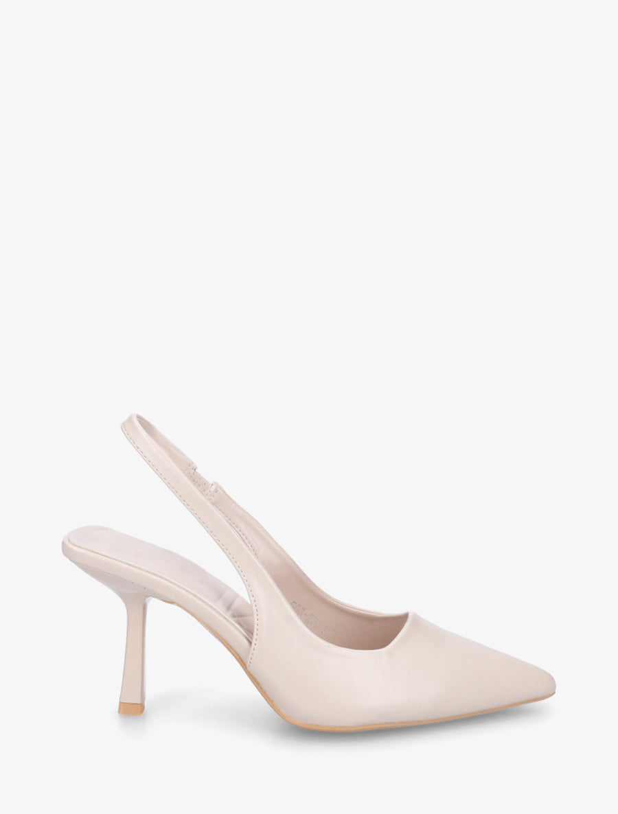 Escarpins à bouts pointus et talon ouvert - Beige - 1