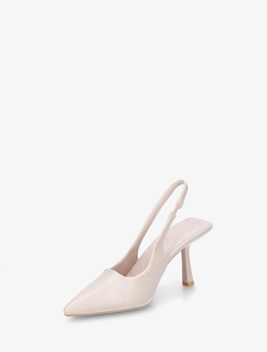 Escarpins à bouts pointus et talon ouvert - Beige - 3