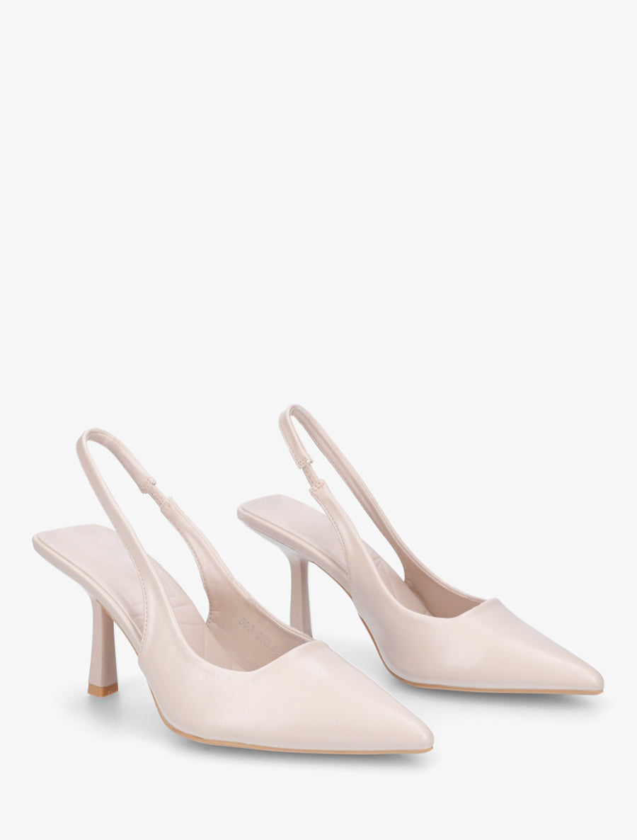 Escarpins à bouts pointus et talon ouvert - Beige - 4