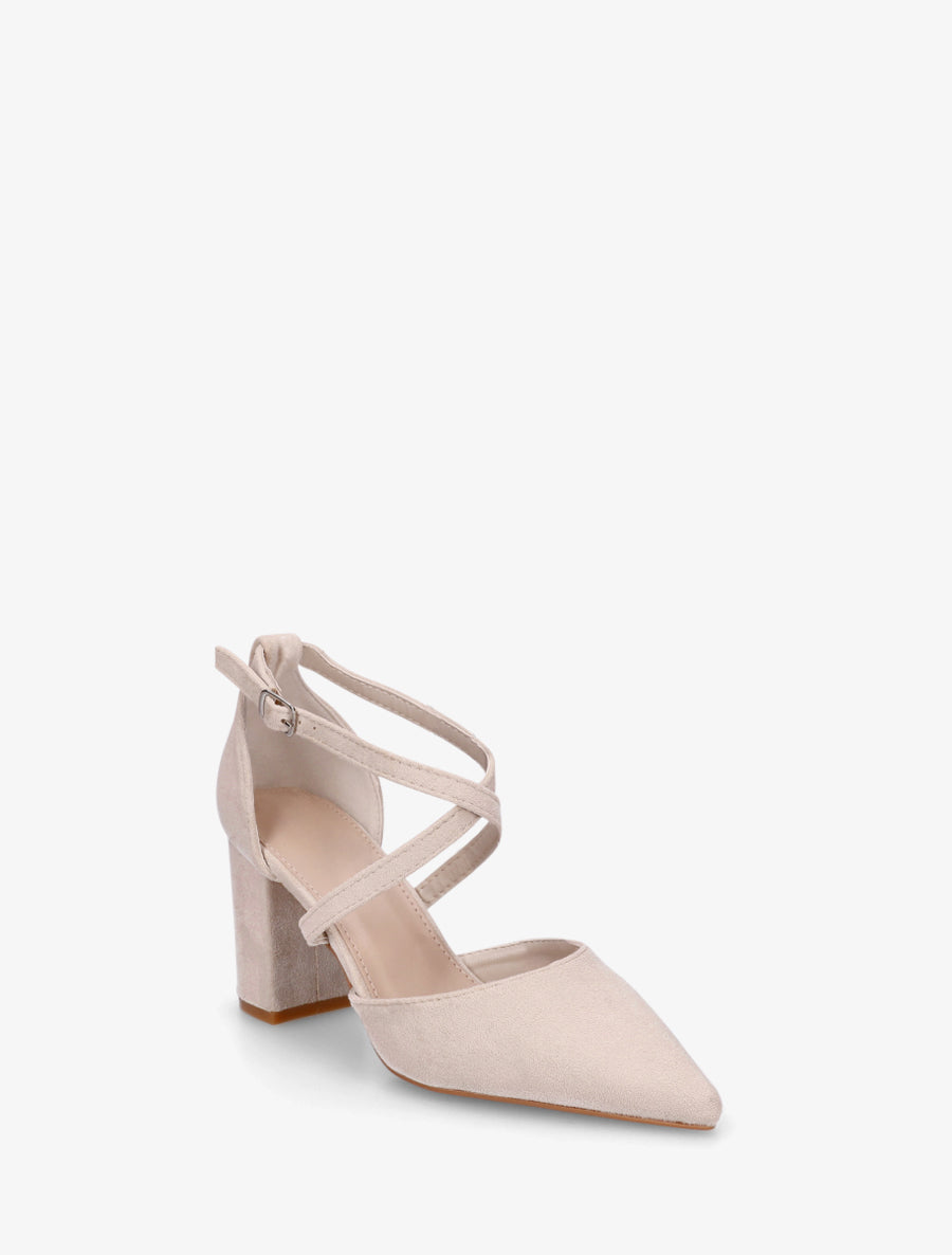 Sandales en suédine à brides croisées - Beige - 2