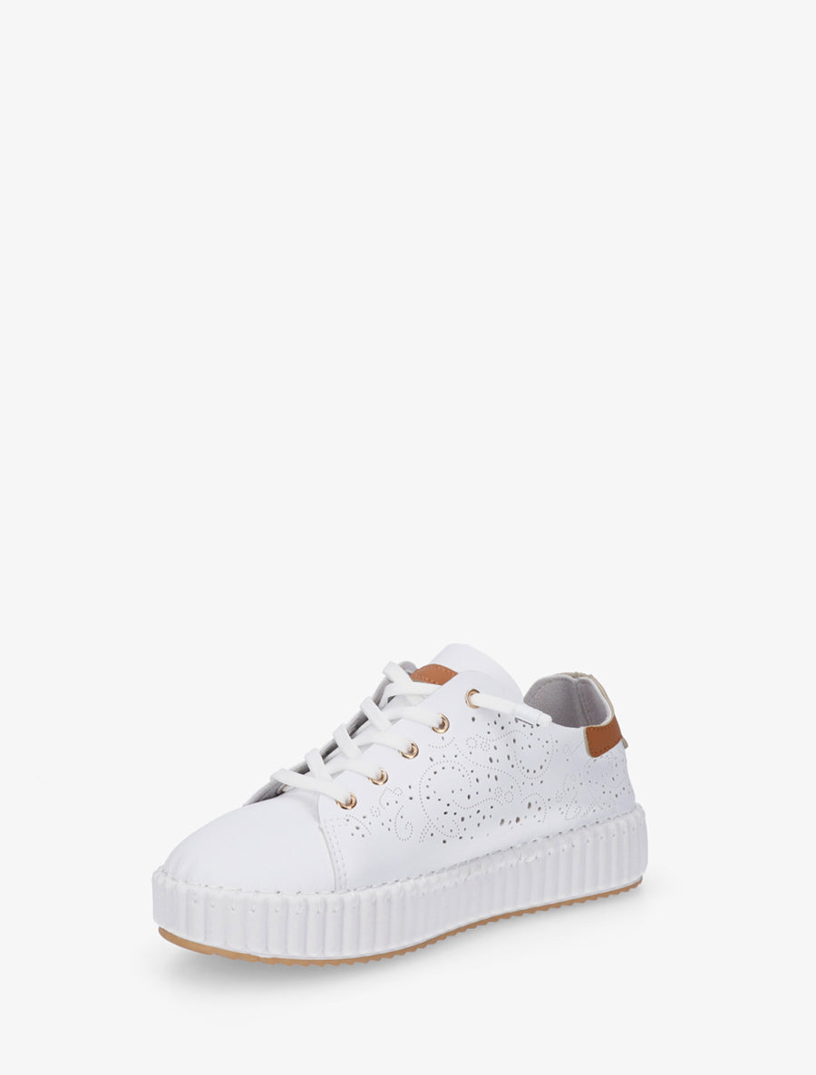 Sneakers souples à motifs ajourés - Blanc - 3