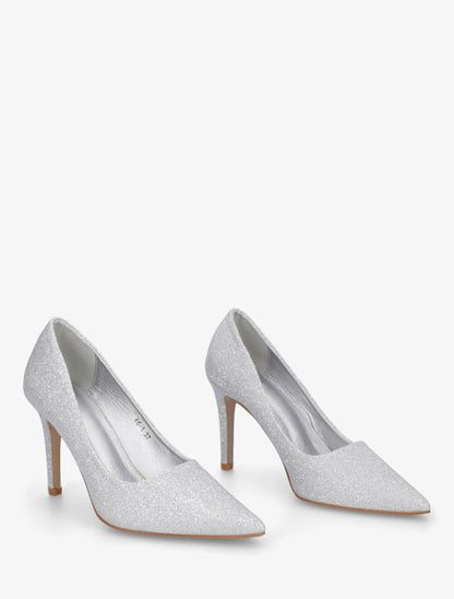 Escarpins pailletés à talon aiguille - Argent - 4