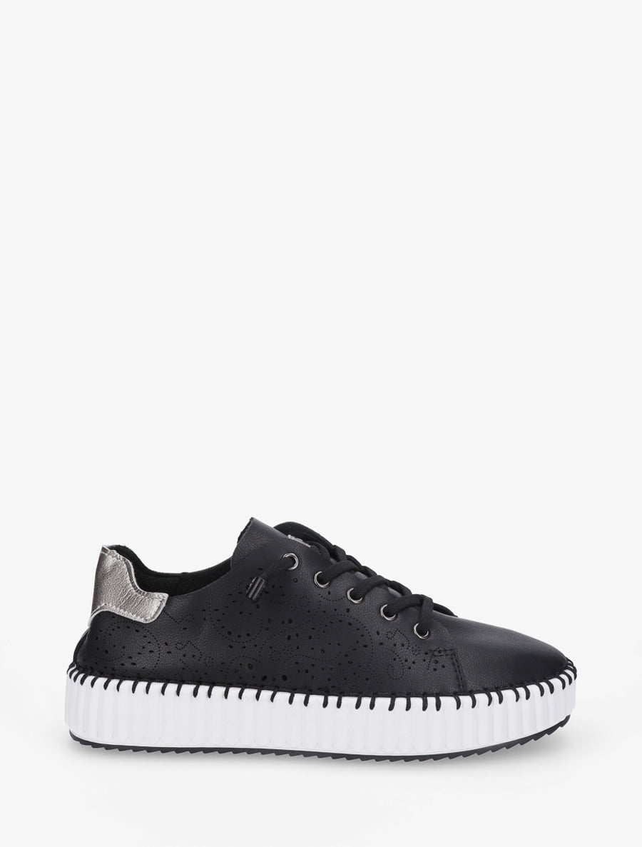 Sneakers souples à motifs ajourés - Noir - 1