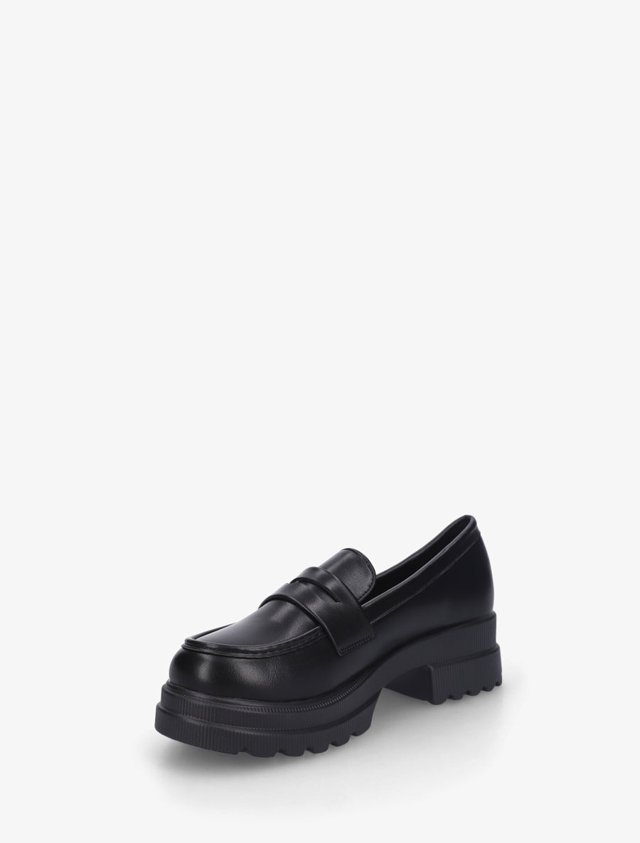 Mocassins en simili à semelle crantée - Noir - 3