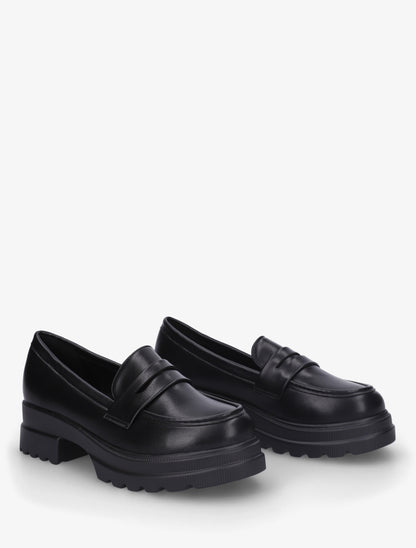 Mocassins en simili à semelle crantée - Noir - 4
