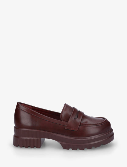 Mocassins en simili à semelle crantée - Bordeaux - 1
