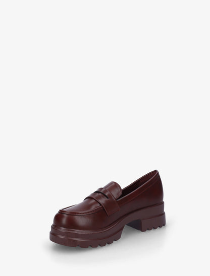 Mocassins en simili à semelle crantée - Bordeaux - 3
